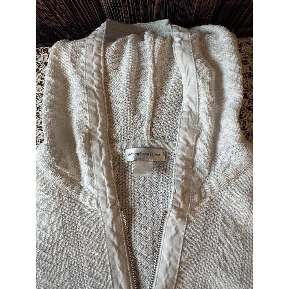 Christopher & Banks White Zip-Front Hooded Cardigan - Picture 10 of 13